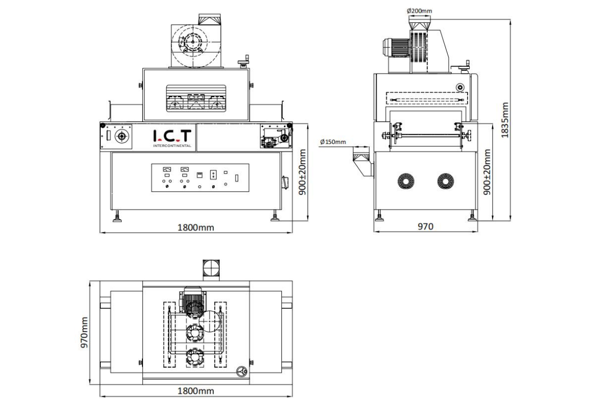 Dimensi oven UV