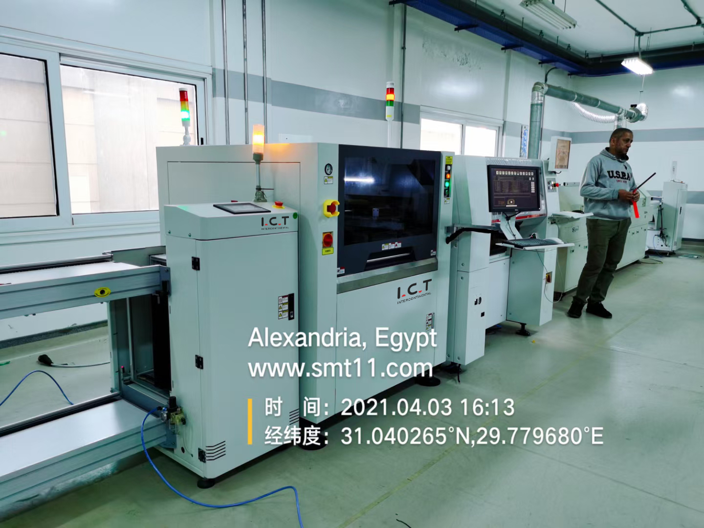 Jalur Produksi Ictegypt-SMT- PCB Loader-Stencil Printer- Hanwha Pick dan Tempatkan oven-reflow mesin21.04 (1)