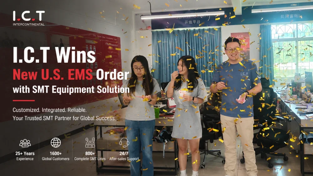 Tim ICT merayakan pesanan EMS AS yang baru untuk solusi peralatan SMT.webp